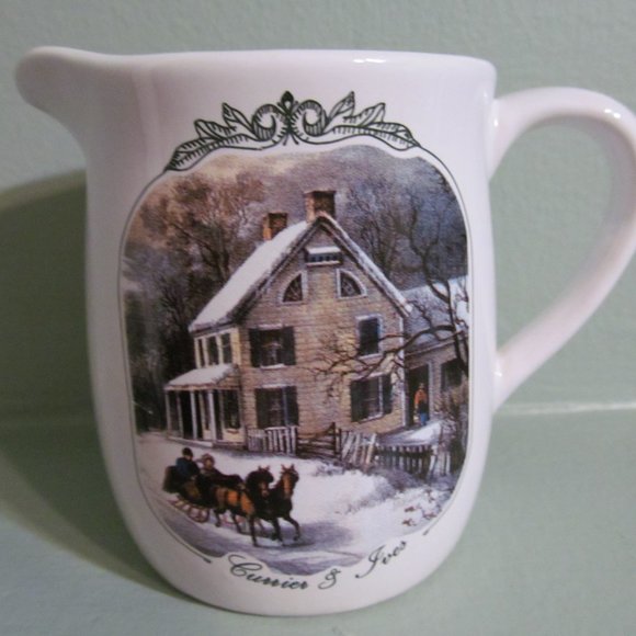 Currier & Ives 5 pc Stoneware Table Top Set American Homestead Winter MCNY - Picture 7 of 16